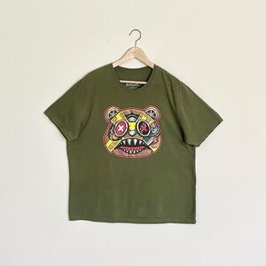 Baws Citrus Killer Mechanical Bear Graphic Army Green T Shirt Adult 2XL